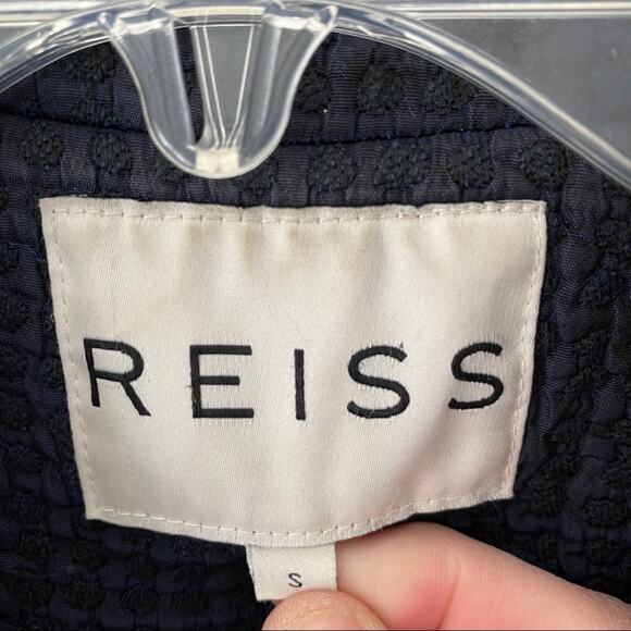 Reiss Textured Navara Navy Overcoat small - Picture 3 of 10